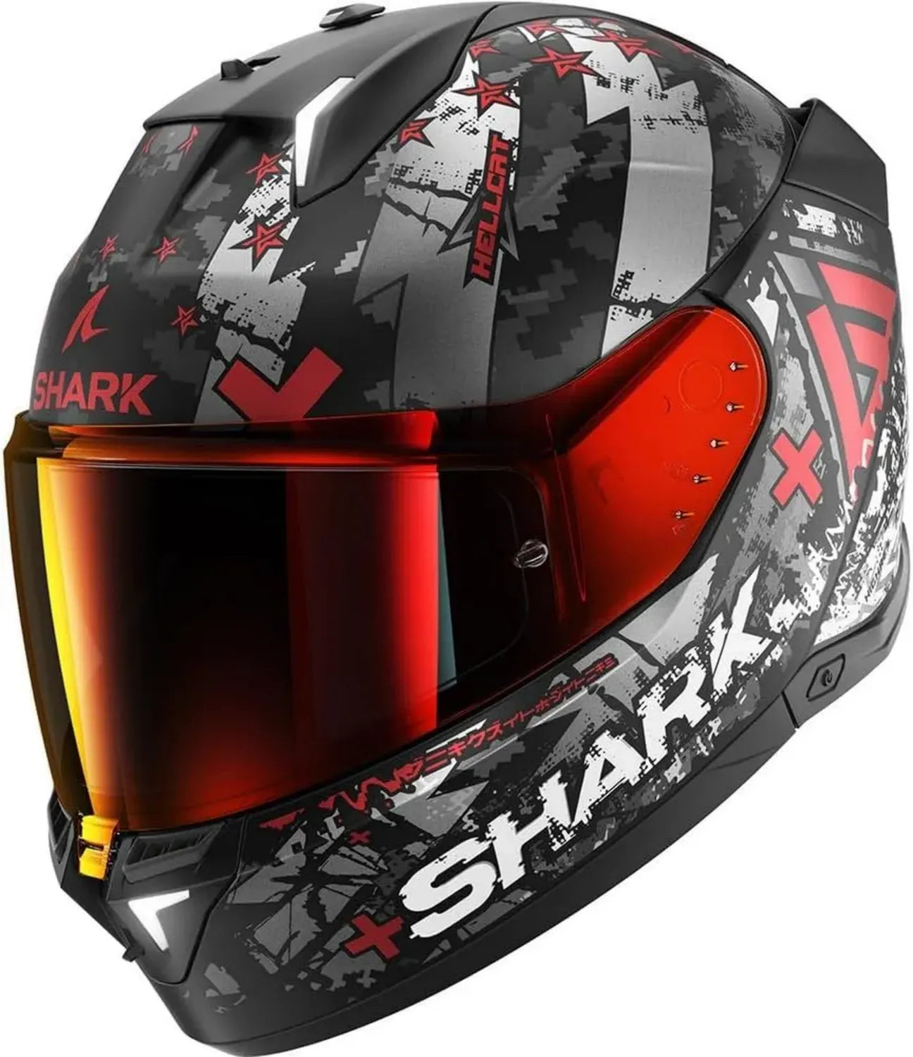 Casque Intégral Moto SHARK SKWAL i3 Hellcat Noir et Rouge, Taille S
