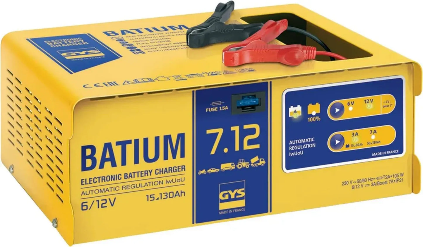 Chargeur de Batterie GYS 105W pour Véhicules: Voitures, Camions, Motos - À Partir de 15Ah