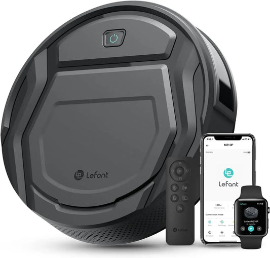 Lefant M210P Robot Aspirateur Intelligent, Compatible WiFi, Bluetooth, Alexa, Application, 2200Pa, Ultrafine et Silencieux, Recharge Automatique, 120 min, Idéal pour Sols, Tapis et Poils d'Animaux