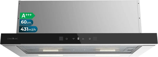 Hotte Aspirante Téléscopique 60cm Cecotec Bolero TLT Glass Noir A+++ avec Moteur DC