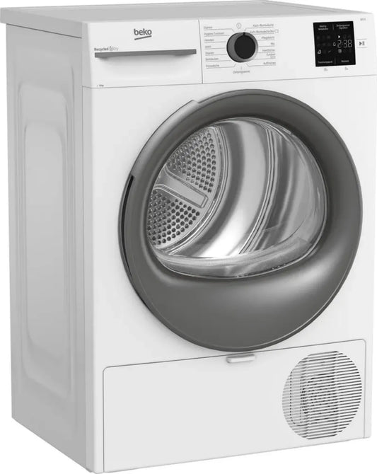Sèche-linge Beko 8kg à Pompe à Chaleur - Programme Hygiène & Express, Hypoallergénique, 15 Programmes, Blanc