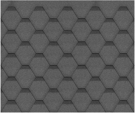 Bardeaux Bitumineux Hexagonaux Noirs H335BLACK pour Toiture de Jardin