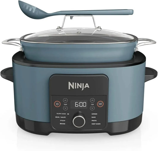 Ninja Foodi PossibleCooker 8L, Autocuiseur Multifonction 8-en-1, Cuve Antiadhésive, Avec Cuillère et Couvercle, Pour Mijoter, Cuisson Vapeur, Saisir et Rôtir, Capacité 8 Portions, Couleur Grise, Modèle MC1001EU