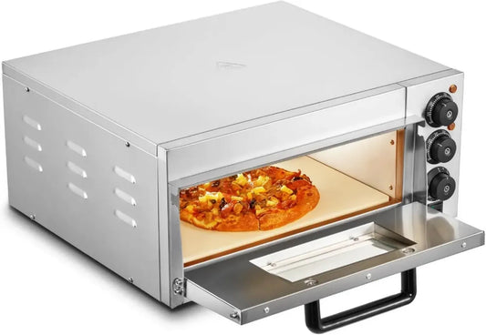 VEVOR Four à Pizza Électrique 16 po, Acier Inoxydable, Pierre Réfractaire Intégrée, Usage Professionnel et Domestique