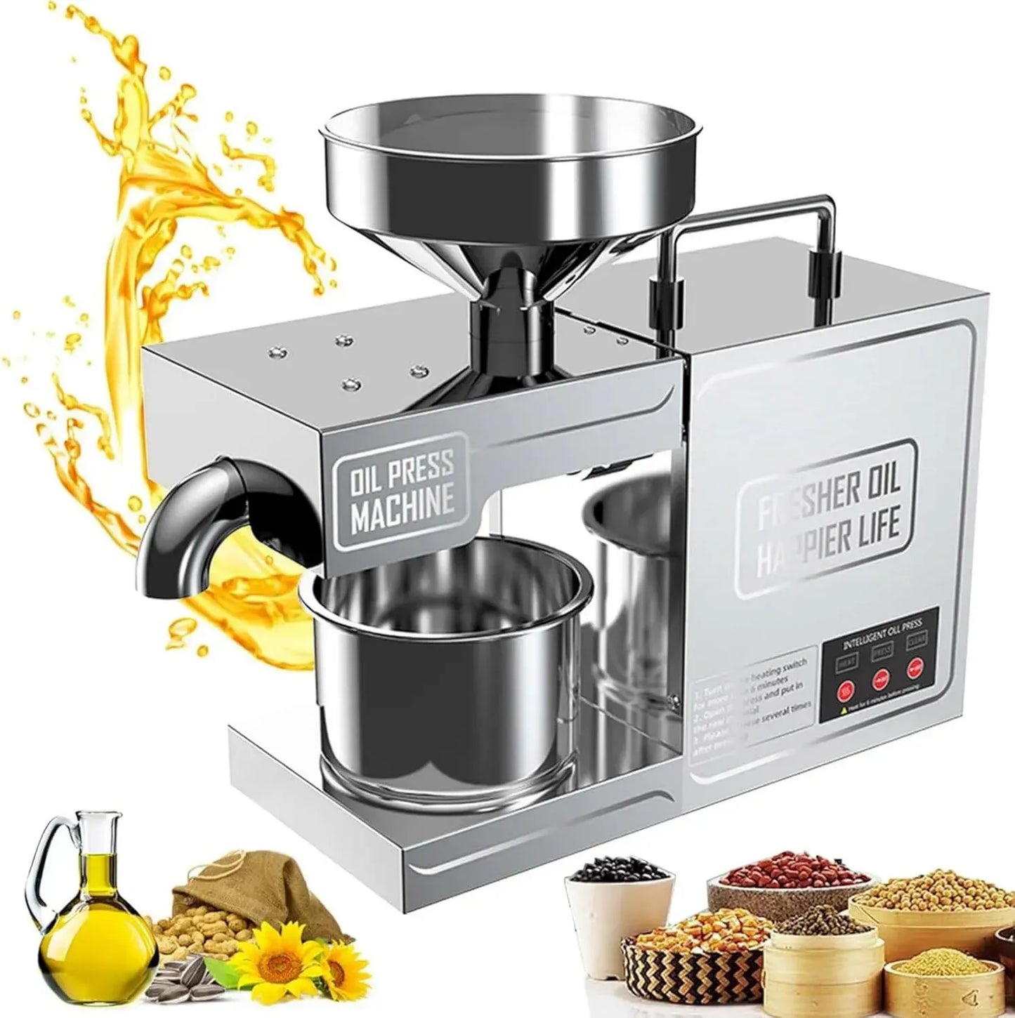 Extracteur d'Huile en Acier Inoxydable 304 pour Graines Variées avec Moteur Haute Puissance