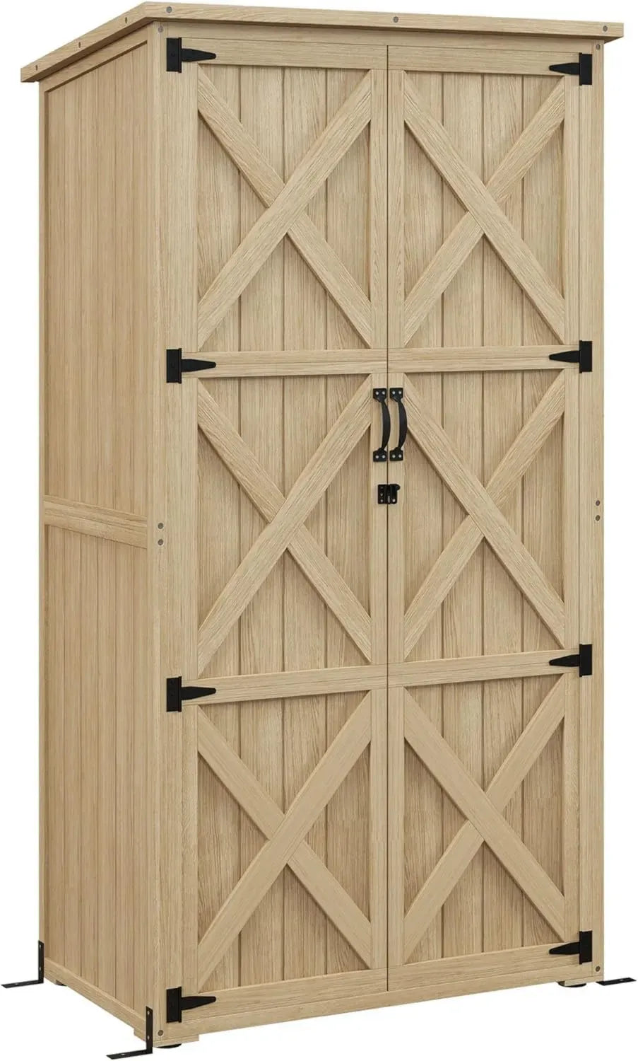 Cabane de Jardin Outsunny avec Étagères et Toit Imperméable, Pin Traité, 90 x 54,5 x 168,5 cm