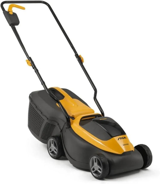 Tondeuse à Gazon STIGA SLM 132e Kit, 20V, Batterie et Chargeur Inclus, Largeur 30 cm, Bac 30 L, Guidon Pliable, Pour Pelouses jusqu'à 150 m²