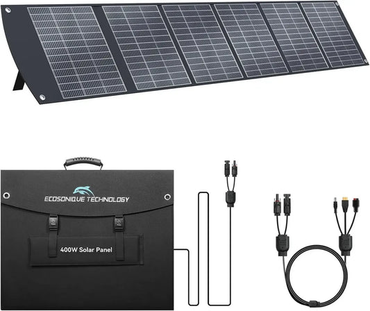 Panneau Solaire Portable 400W Ecosonique avec Supports, 40V MC4, Compatible Centrales Électriques