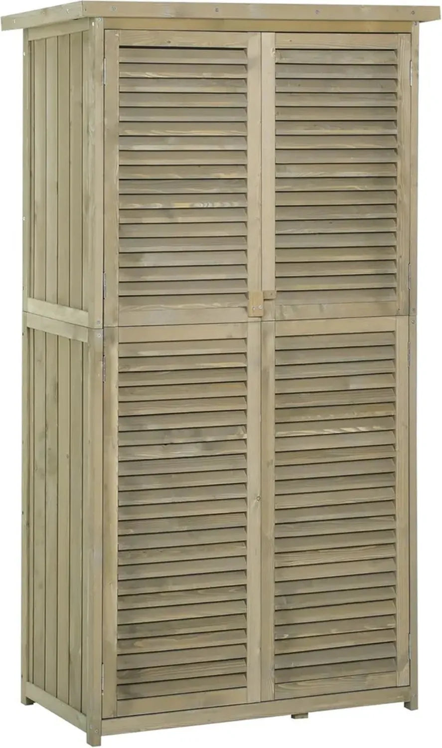 Outsunny Abri de Jardin en Bois de Pin Autoclave avec Portes à Persiennes et Toit Étanche, 87 x 47 x 160 cm