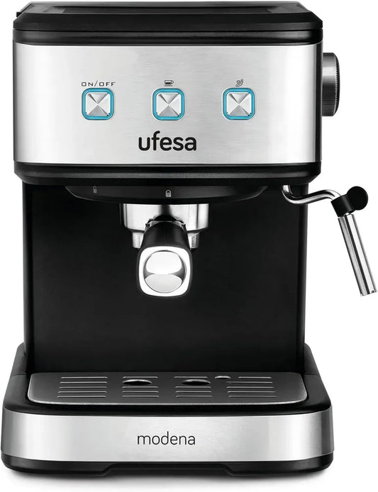 Machine à Café Expresso Ufesa 20 Bars, Buse Vapeur, Réservoir 1.5L, Inox